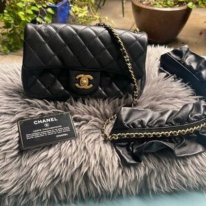 Chanel mini Matelasse black with gold  gently worn but very clean.